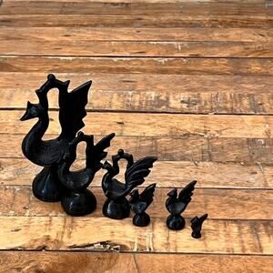 Antique Hintha Bird Burmese Opium Weights Set Of 6 Tallest Is 5"